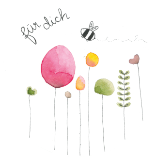 Aquarell-Grußkarte „Blumen rund für dich“ – handgemalt von Laura Berger
