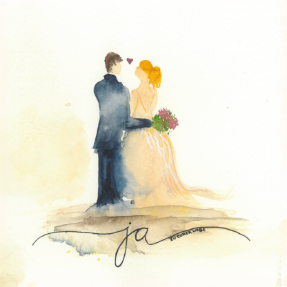 Aquarell-Grußkarte „Brautpaar Aquarell“ – handgemalt von Laura Berger