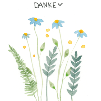 Aquarell-Grußkarte „Danke Blumen“ – handgemalt von Laura Berger