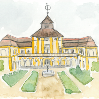 Aquarell-Grußkarte „Deutsches medizinhistorisches Museum“ – handgemalt von Laura Berger