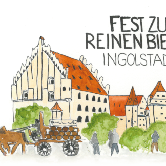 Aquarell-Grußkarte „Fest zum reinen Bier“ – handgemalt von Laura Berger
