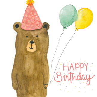 Aquarell-Grußkarte „Happy Birthday Baer“ – handgemalt von Laura Berger