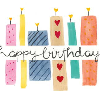 Aquarell-Grußkarte „Happy Birthday Kerzen“ – handgemalt von Laura Berger