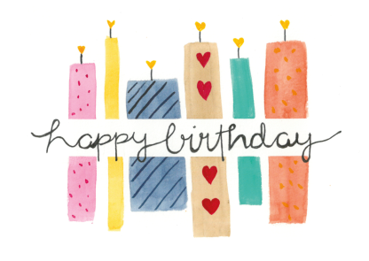 Aquarell-Grußkarte „Happy Birthday Kerzen“ – handgemalt von Laura Berger