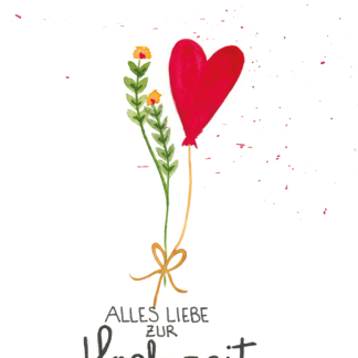 Aquarell-Grußkarte „Herzballon Hochzeit“ – handgemalt von Laura Berger