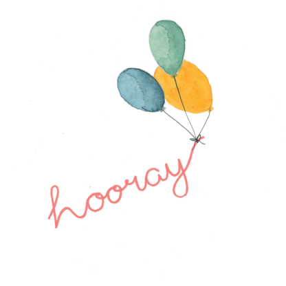Aquarell-Grußkarte „Hooray“ – handgemalt von Laura Berger