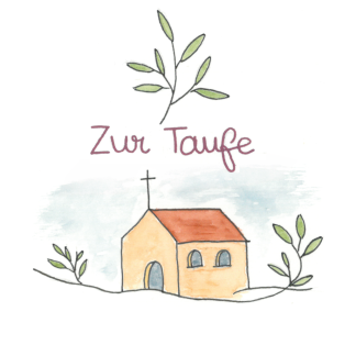 Aquarell-Grußkarte „Kirche Taufe“ – handgemalt von Laura Berger