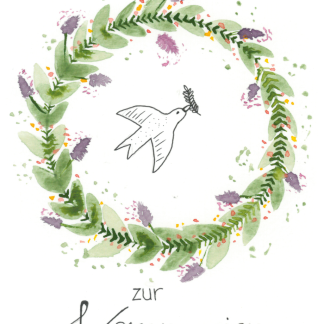 Aquarell-Grußkarte „Kommunion Kranz“ – handgemalt von Laura Berger