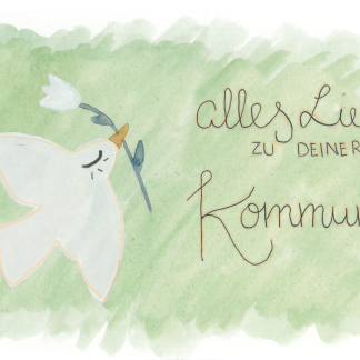 Aquarell-Grußkarte „Kommunion Taube“ – handgemalt von Laura Berger