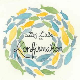 Aquarell-Grußkarte „Konfirmation Fische“ – handgemalt von Laura Berger