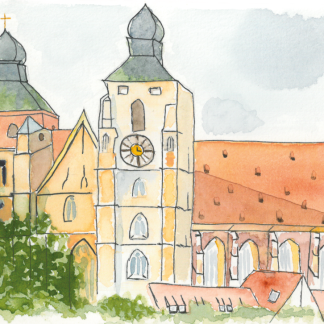 Aquarell-Grußkarte „Liebfrauenmünster Ingolstadt“ – handgemalt von Laura Berger