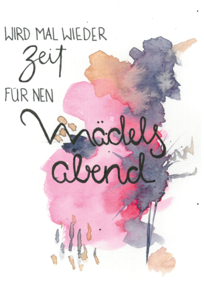 Aquarell-Grußkarte „Mädelsabend“ – handgemalt von Laura Berger
