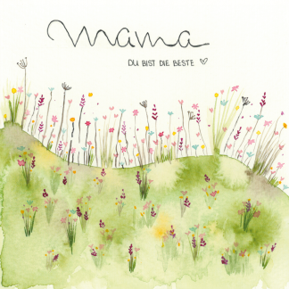 Aquarell-Grußkarte „Mama du bist die Beste“ – handgemalt von Laura Berger