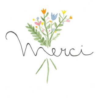 Aquarell-Grußkarte „Merci“ – handgemalt von Laura Berger