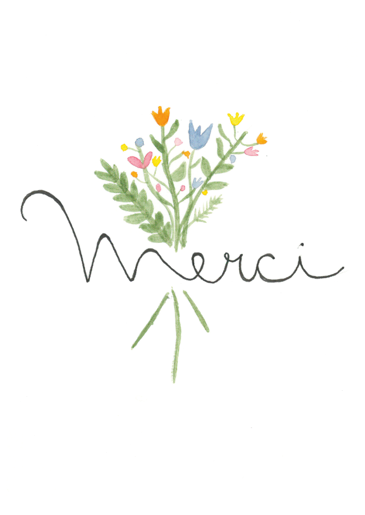 Aquarell-Grußkarte „Merci“ – handgemalt von Laura Berger