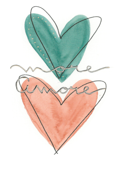 Aquarell-Grußkarte „More Amore“ – handgemalt von Laura Berger
