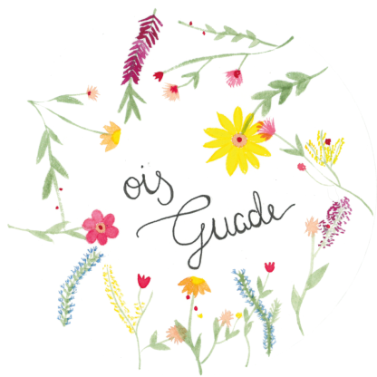 Aquarell-Grußkarte „Ois guade rund“ – handgemalt von Laura Berger