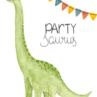 Aquarell-Grußkarte „Partysaurus“ – handgemalt von Laura Berger