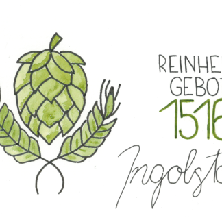 Aquarell-Grußkarte „Reinheitsgebot 1516“ – handgemalt von Laura Berger