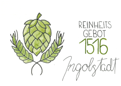 Aquarell-Grußkarte „Reinheitsgebot 1516“ – handgemalt von Laura Berger