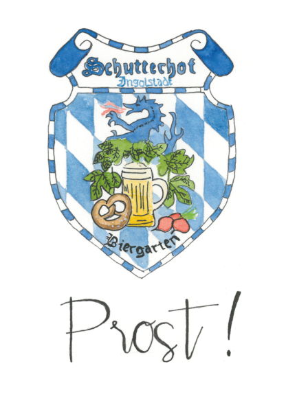 Aquarell-Grußkarte „Schutterhof Wappen“ – handgemalt von Laura Berger