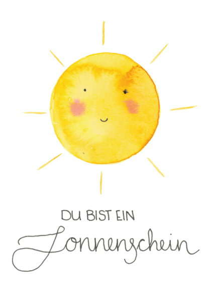 Aquarell-Grußkarte „Sonnenschein“ – handgemalt von Laura Berger