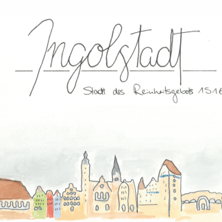 Aquarell-Grußkarte „Stadt des Reinheitsgebots 1516“ – handgemalt von Laura Berger