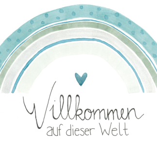 Aquarell-Grußkarte „Willkommen auf dieser Welt“ – handgemalt von Laura Berger